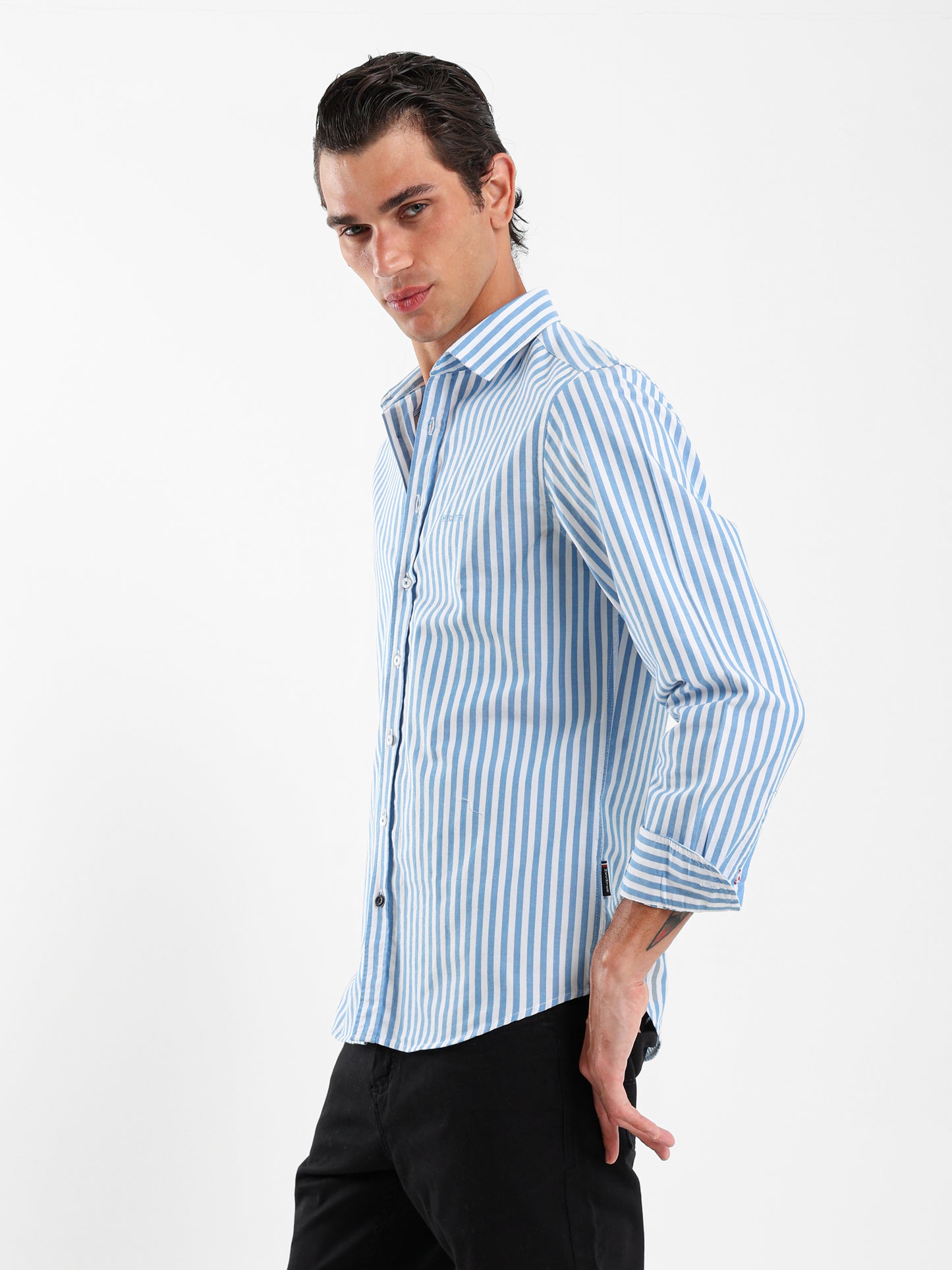 Wide Stripe Kent Collar Shirt