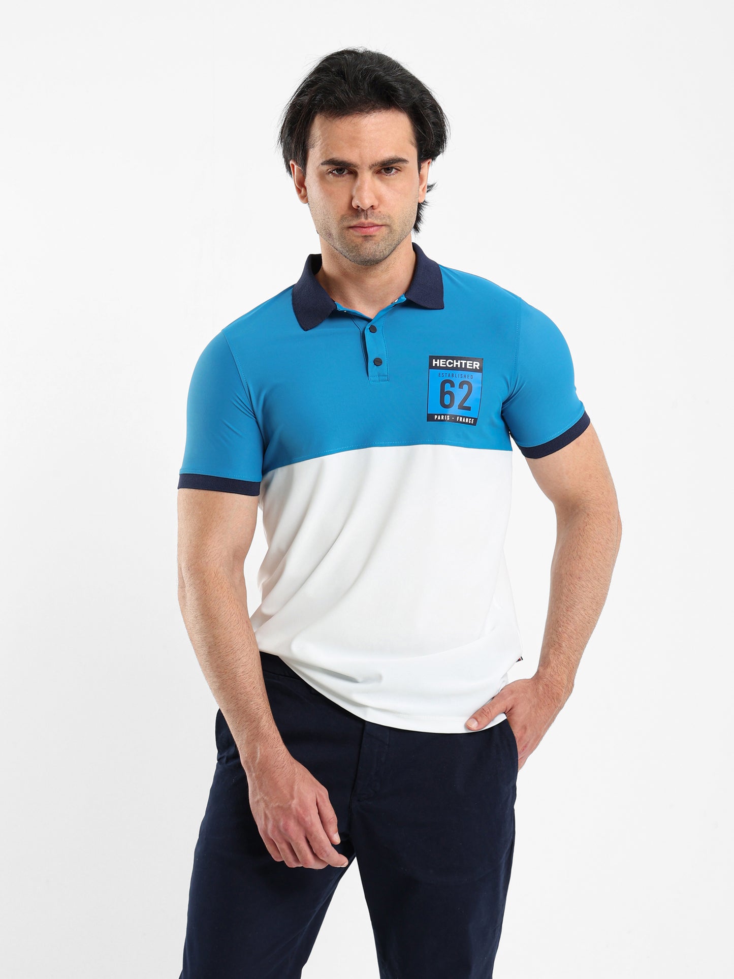Color Blocked Pique Polo Shirt
