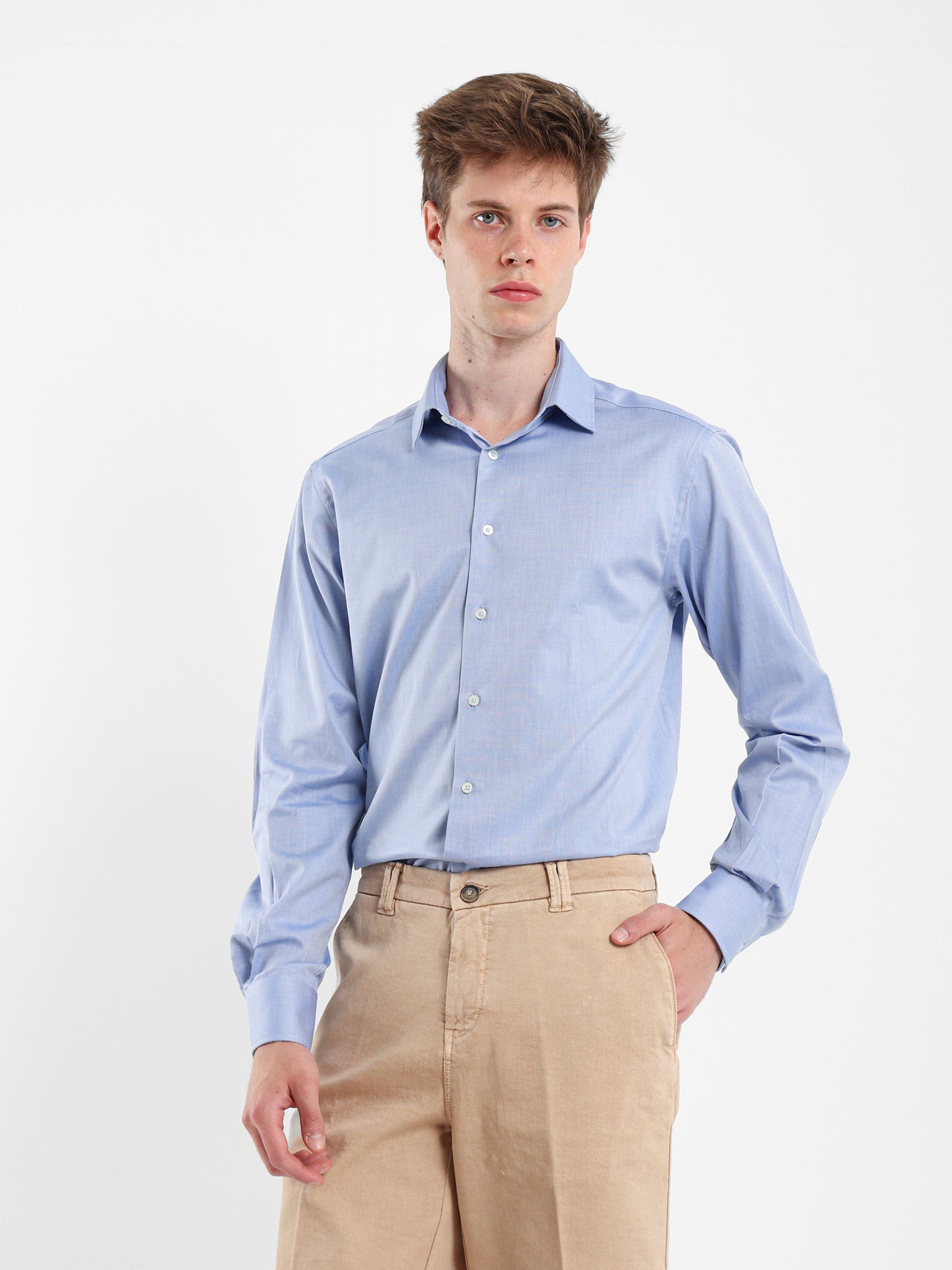 Long Sleeve Shirt with Button-Under Collar