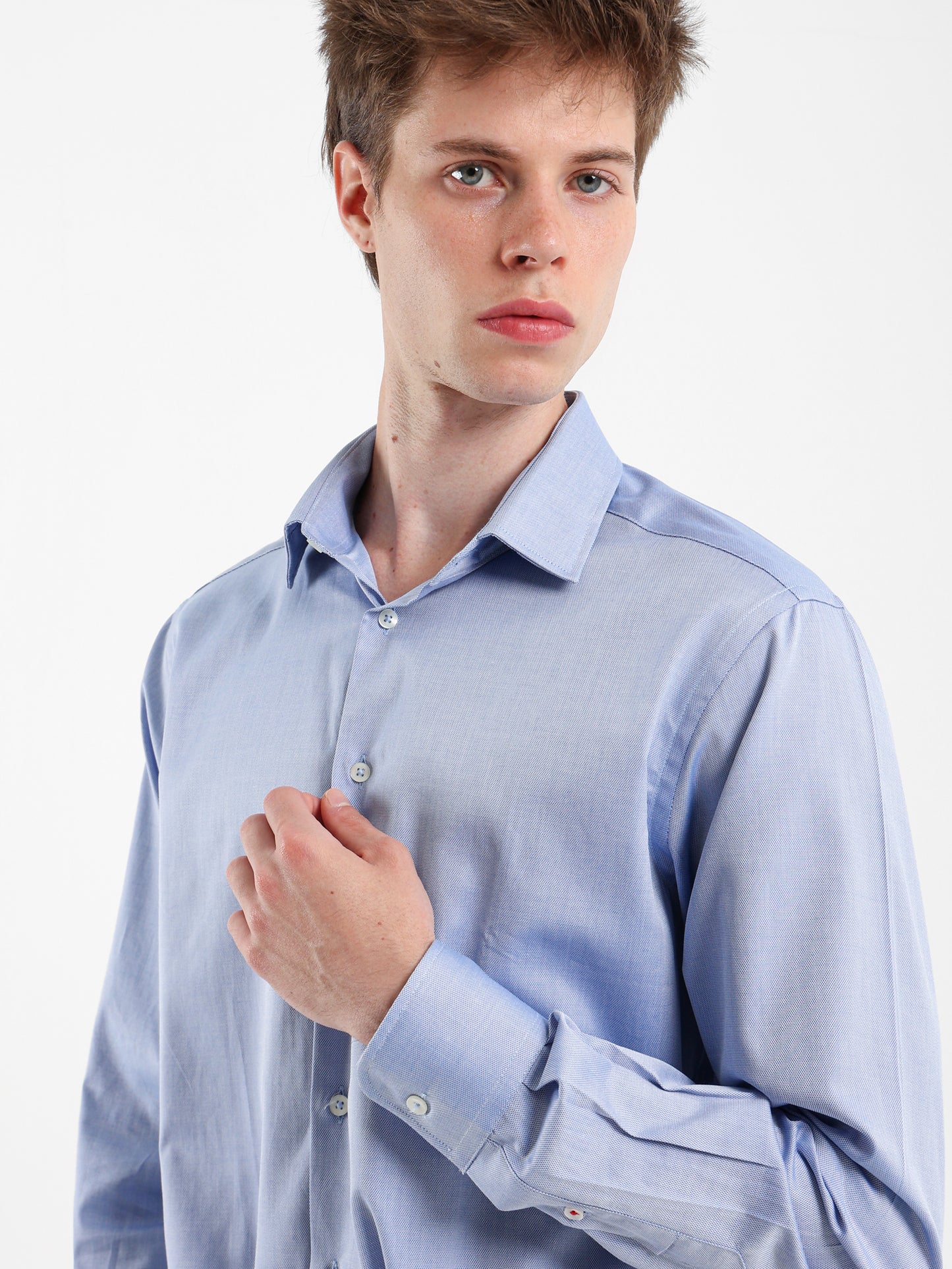 Long Sleeve Shirt with Button-Under Collar