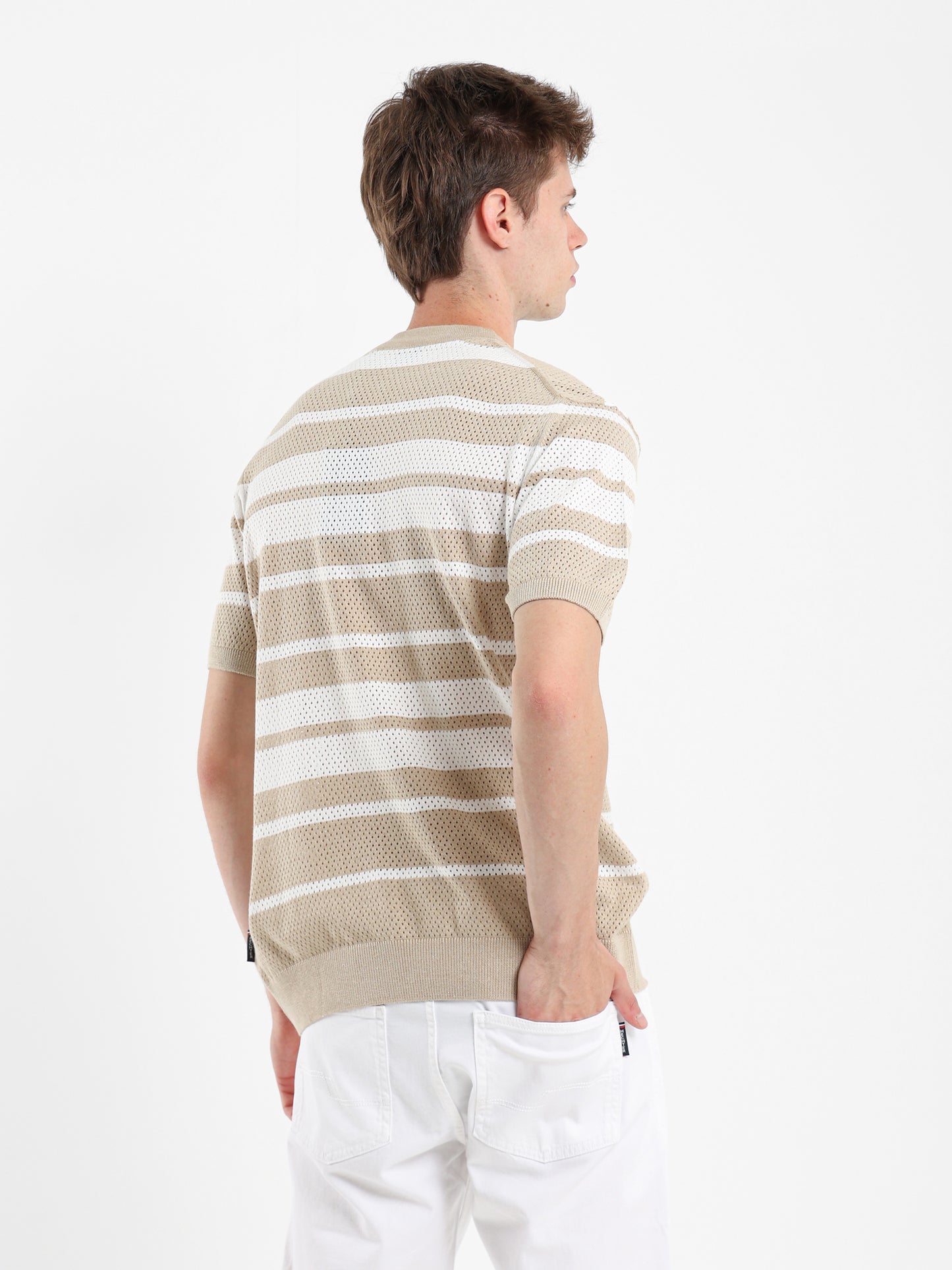 Round Neck Striped Knitwear T-Shirt
