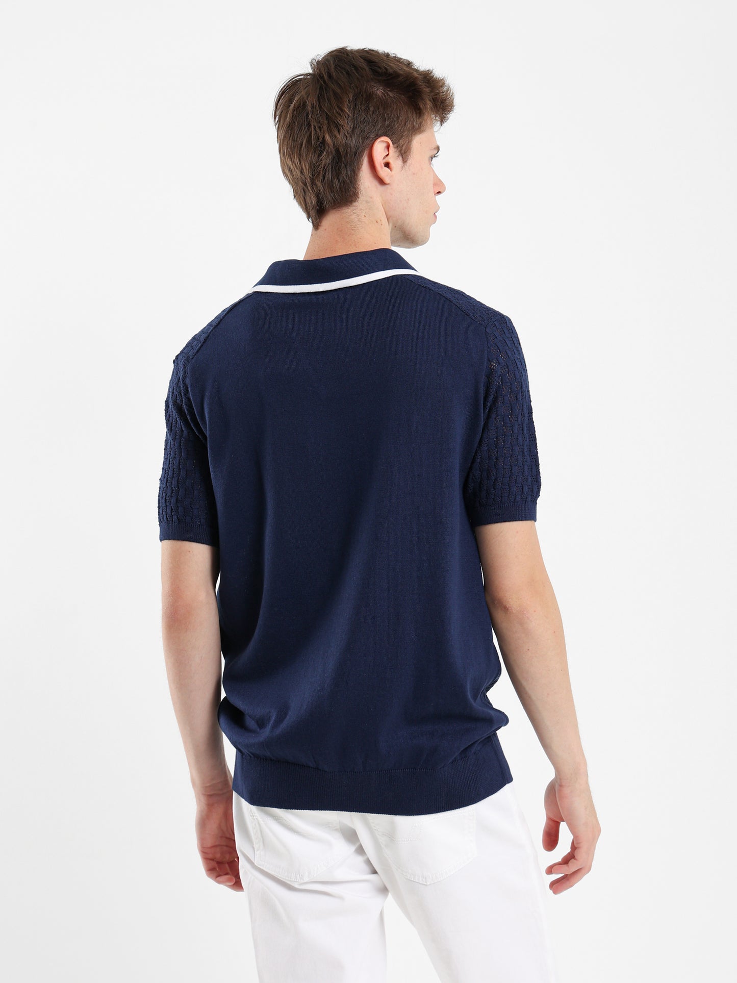 V-Neck Knit Polo Shirt