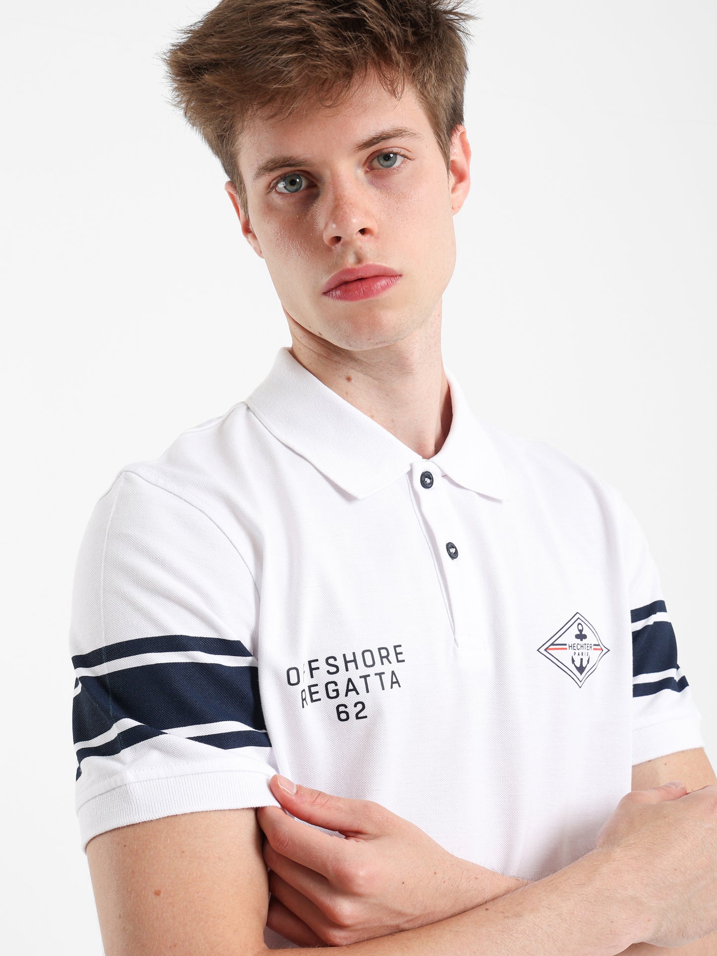 Striped Sleeve Pique Polo Shirt