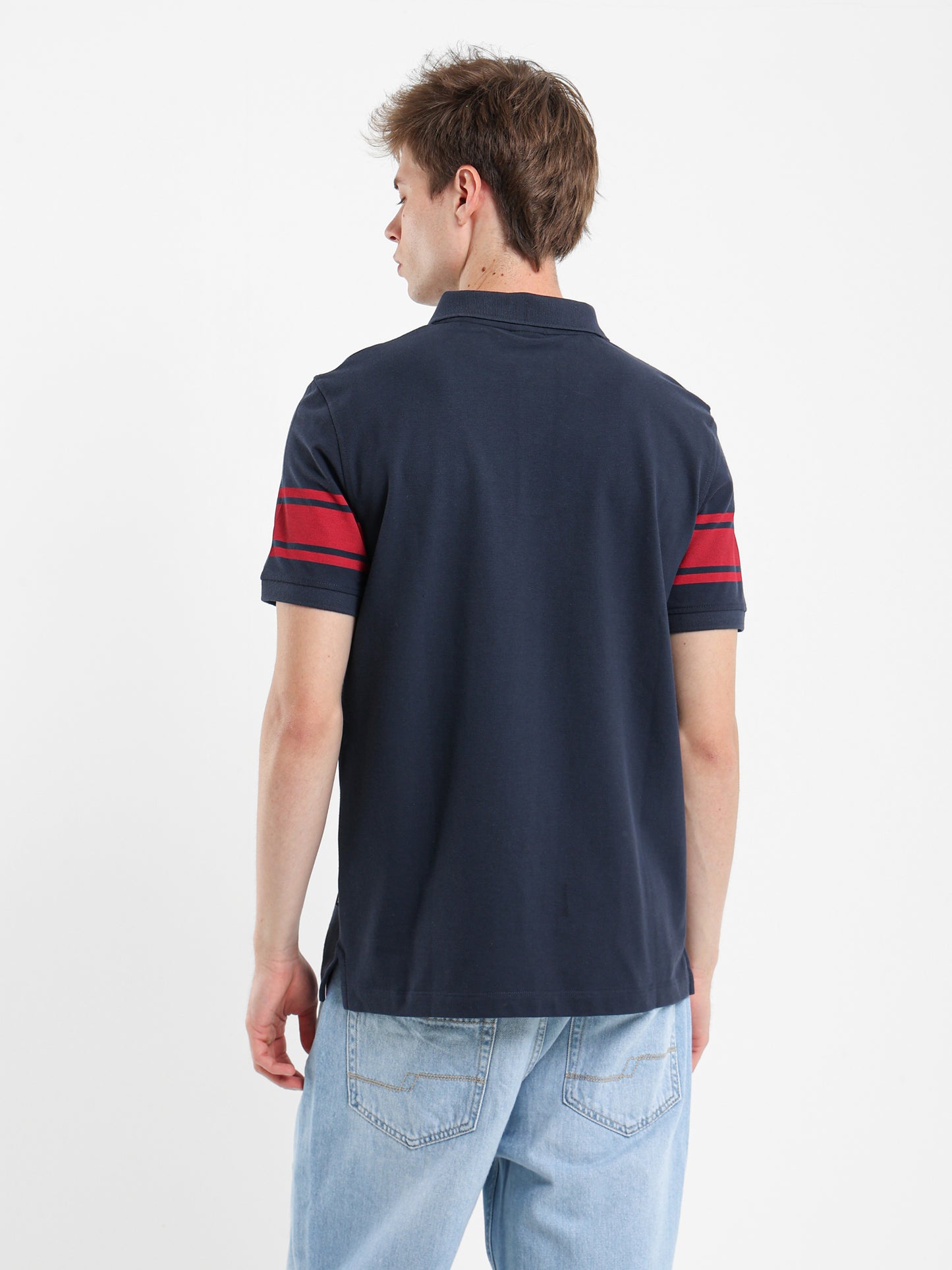Striped Sleeve Pique Polo Shirt