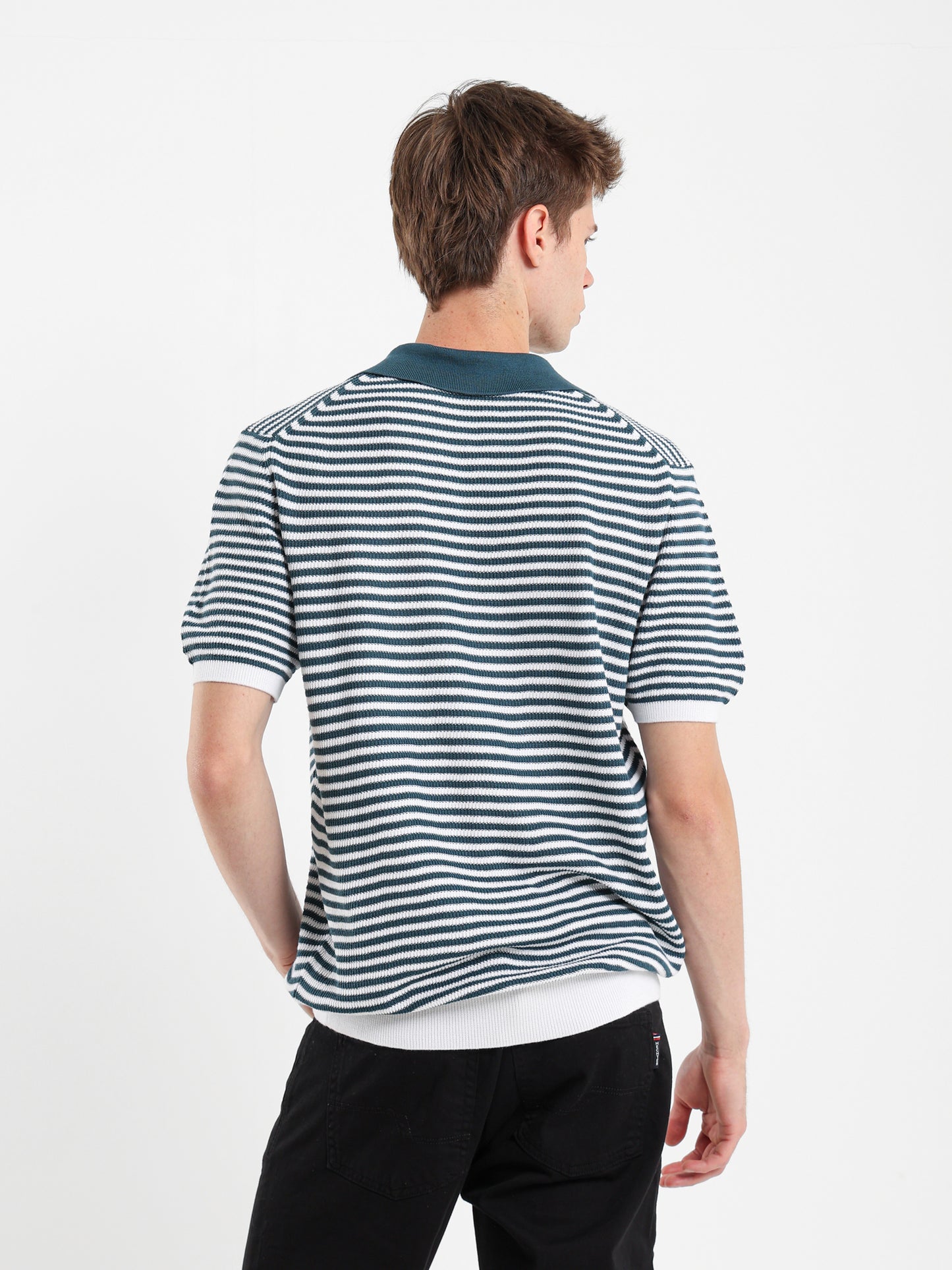 Striped Knit Polo Shirt