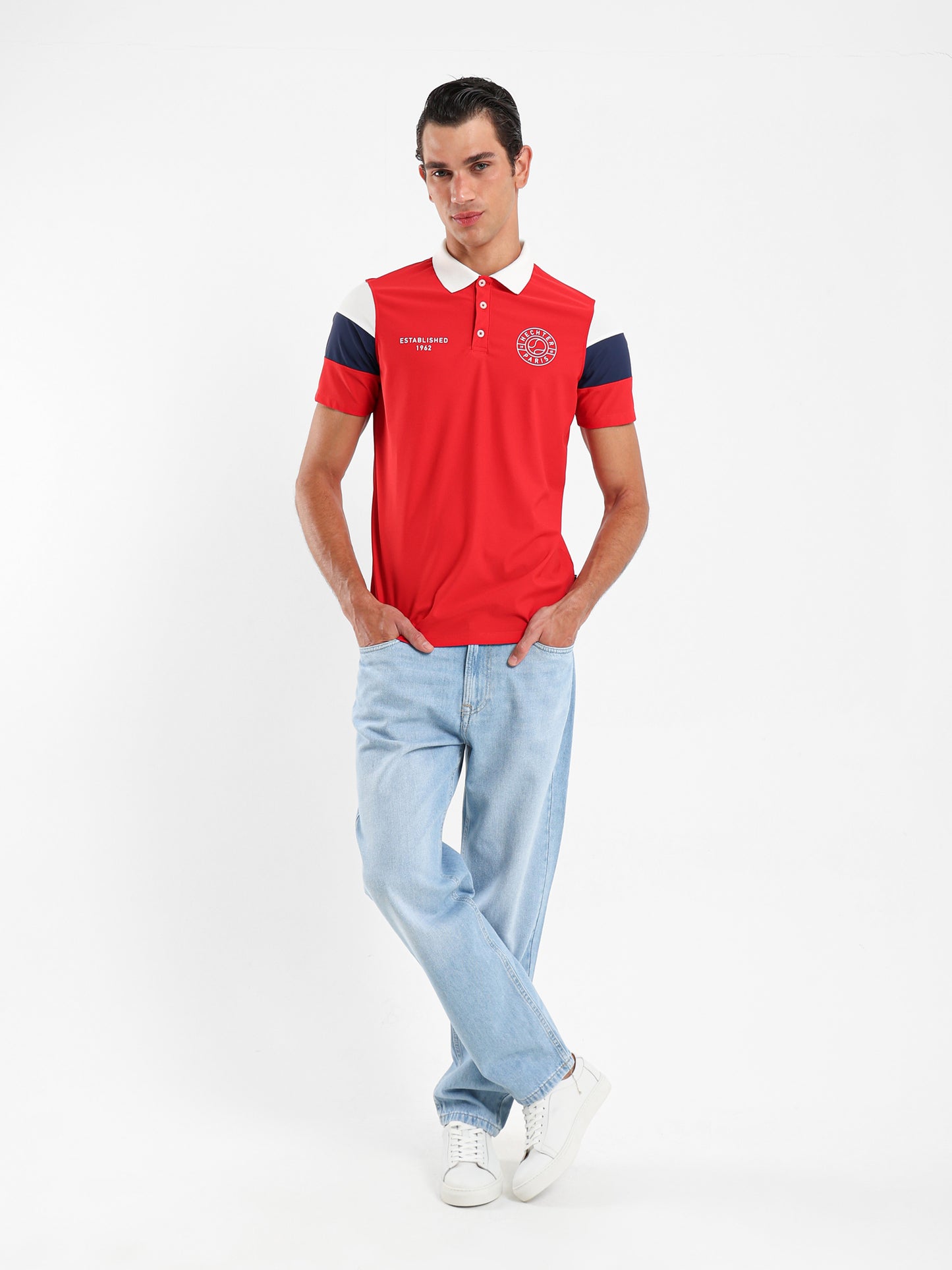 Color Block Sleeves Pique Polo Shirt