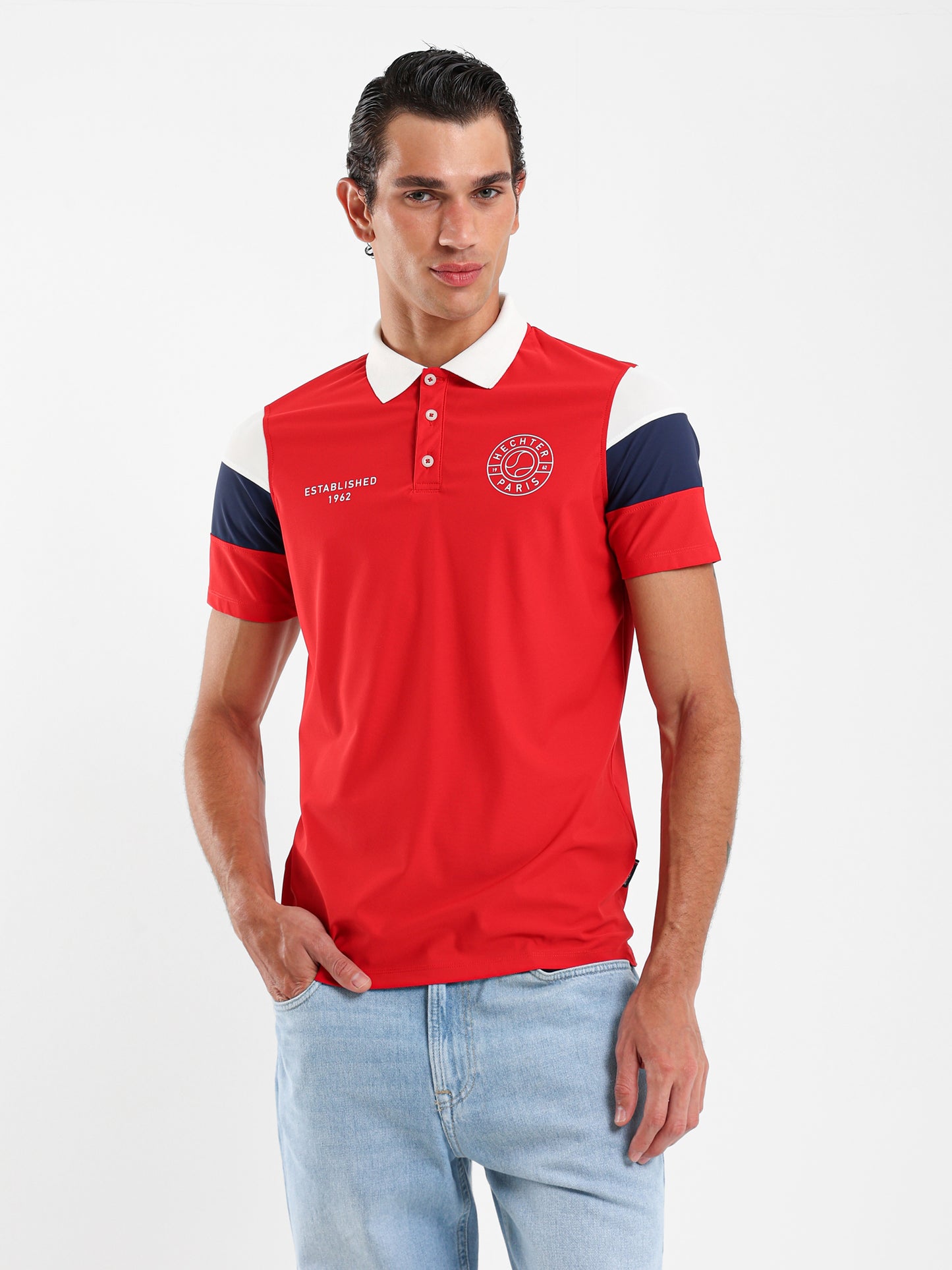 Color Block Sleeves Pique Polo Shirt