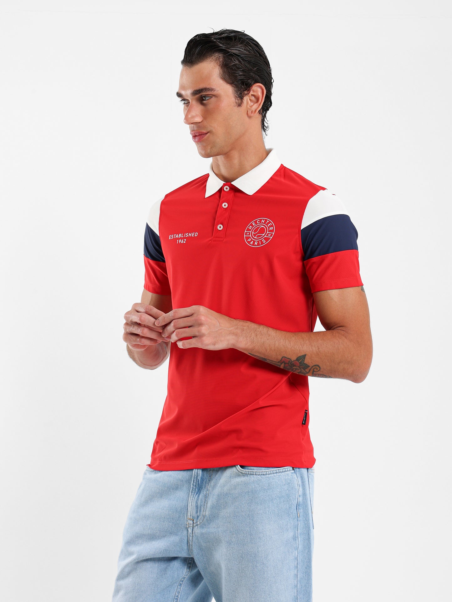 Color Block Sleeves Pique Polo Shirt