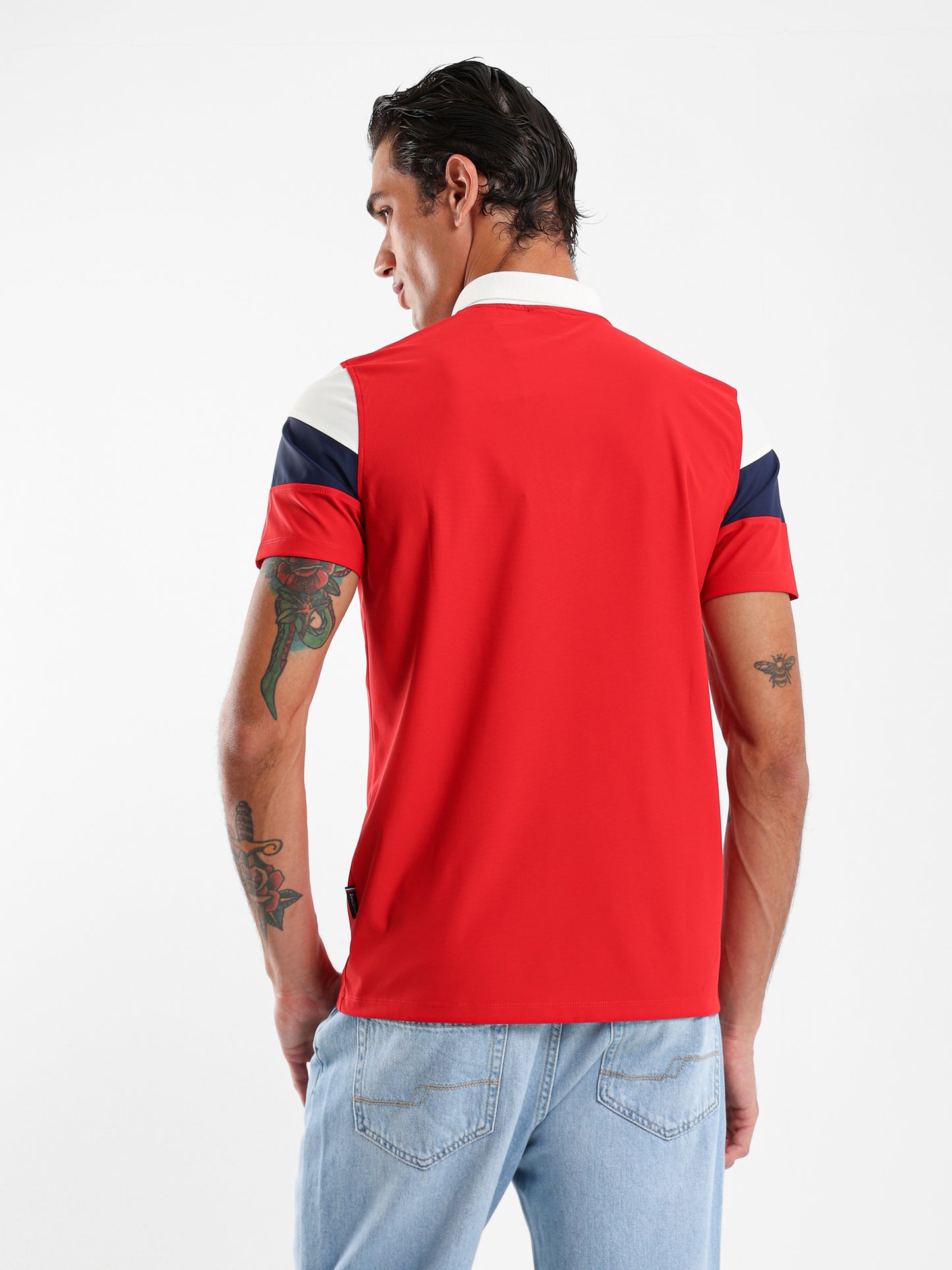 Color Block Sleeves Pique Polo Shirt