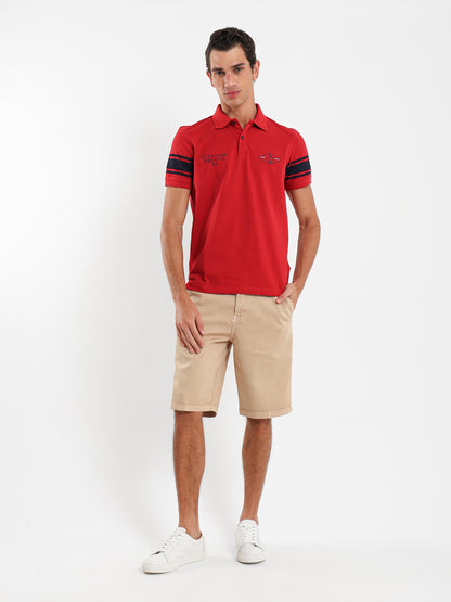 Striped Sleeve Pique Polo Shirt