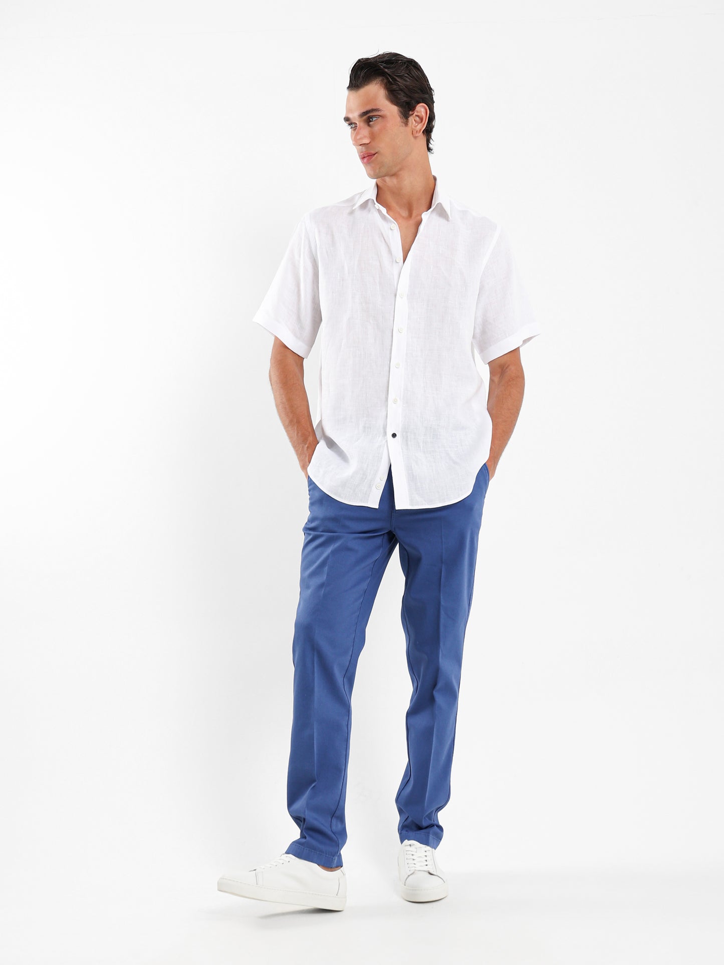 Flat Pockets Pique Casual Pants