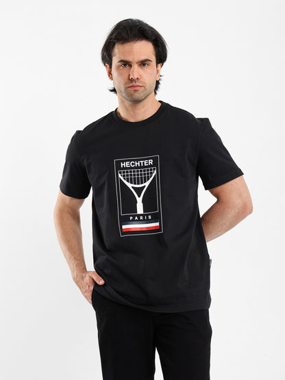 Casual Crew Neck T-Shirt with Placement Print
