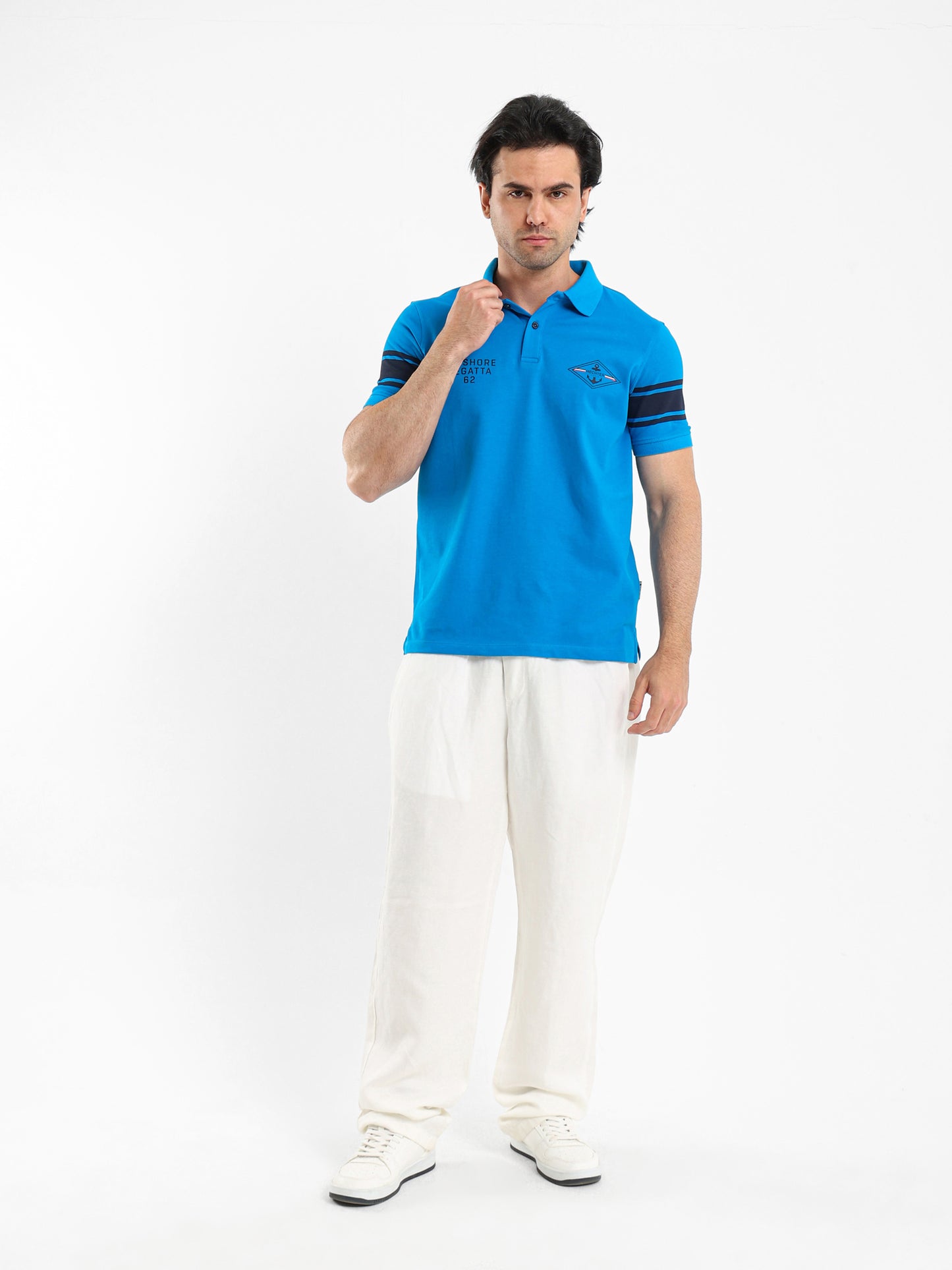 Striped Sleeve Pique Polo Shirt