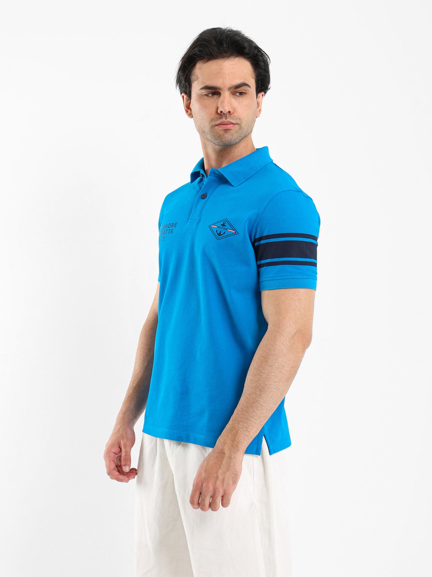 Striped Sleeve Pique Polo Shirt