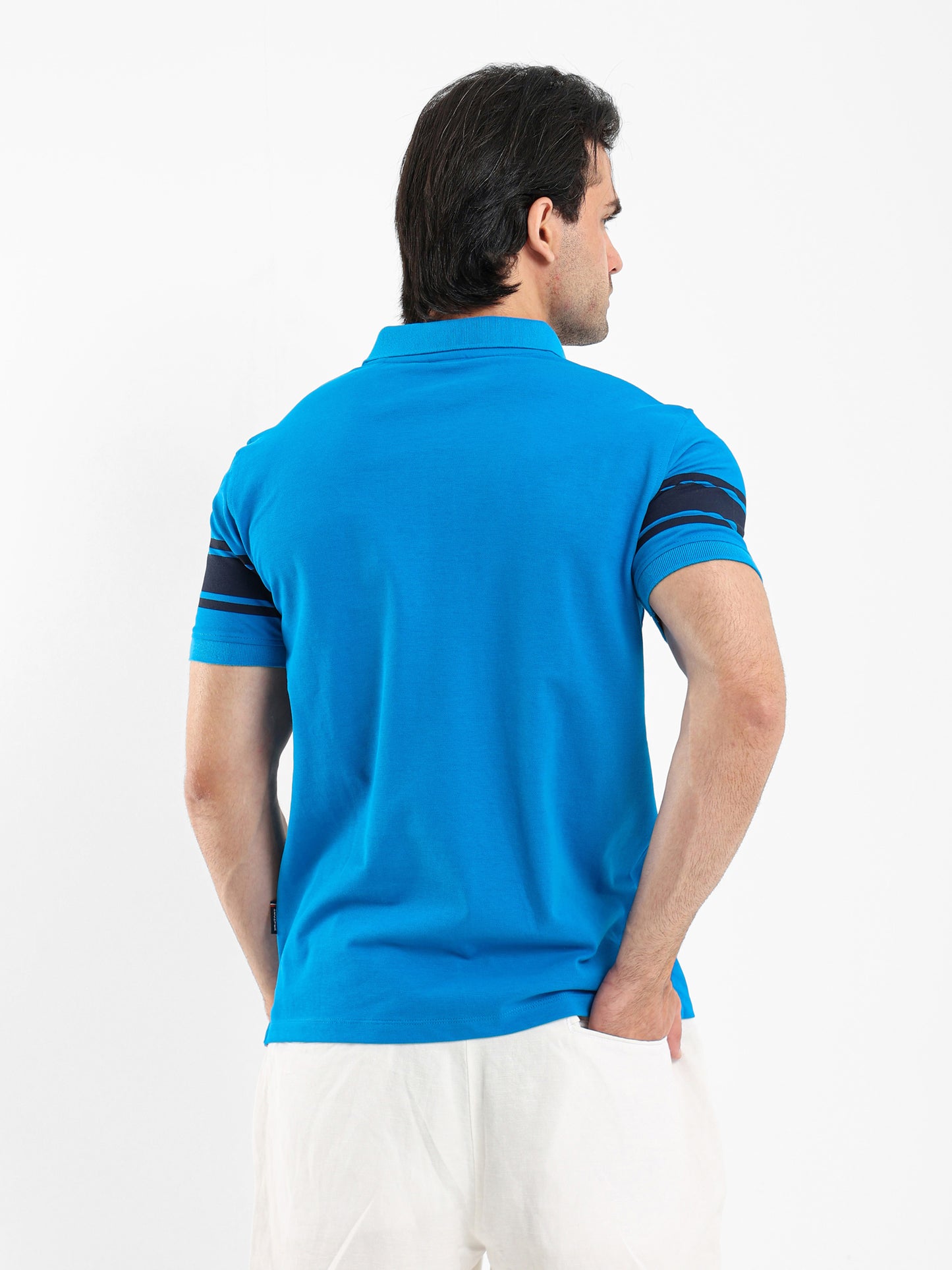 Striped Sleeve Pique Polo Shirt