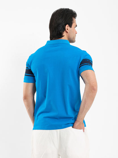 Striped Sleeve Pique Polo Shirt