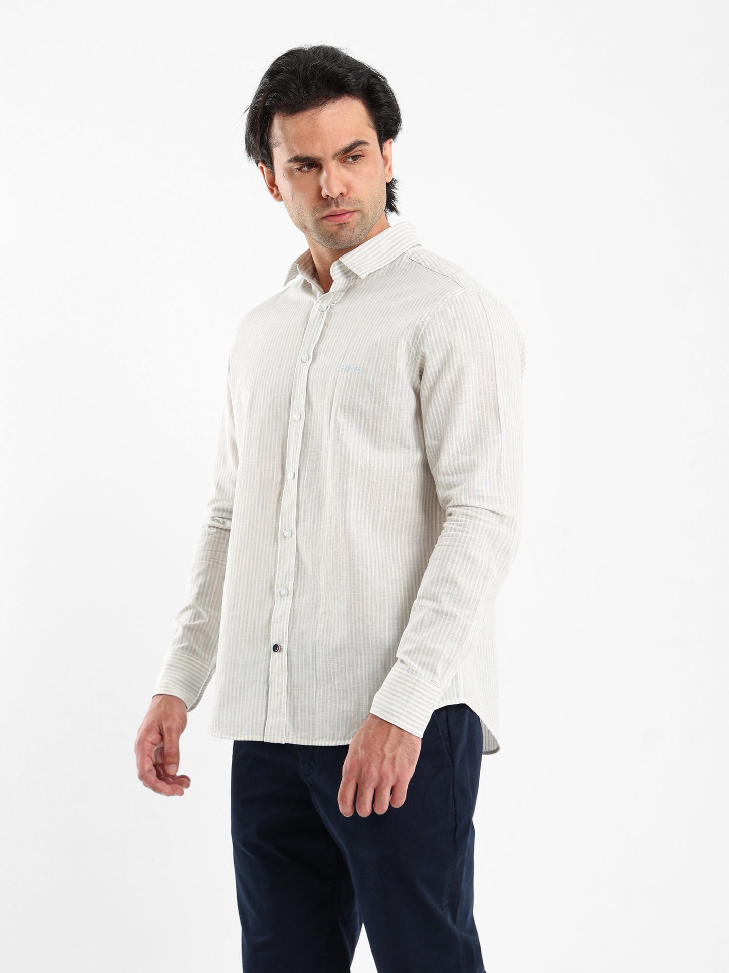 Striped Shirt with Kent Collar