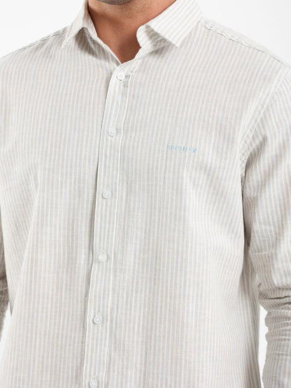 Striped Shirt with Kent Collar