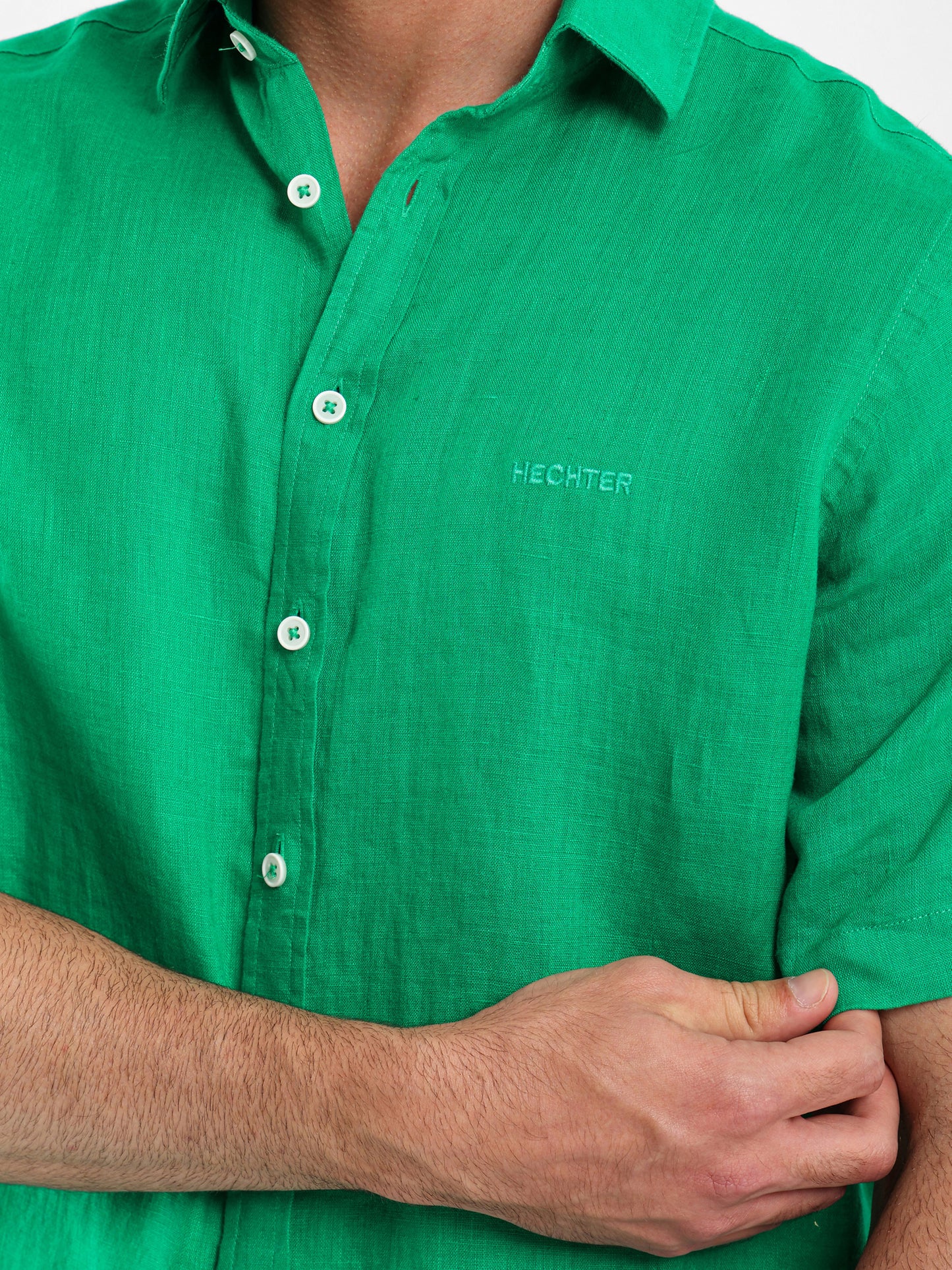 Basic Linen Shirt Short Sleeves Kent Collar