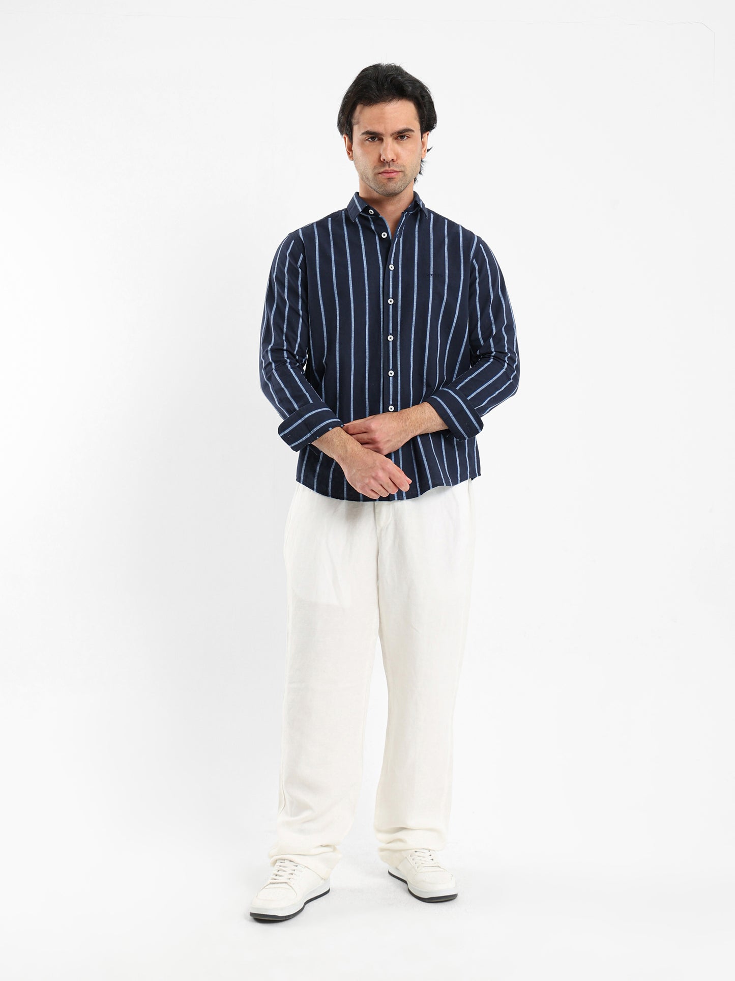 Striped Shirt with Kent Collar