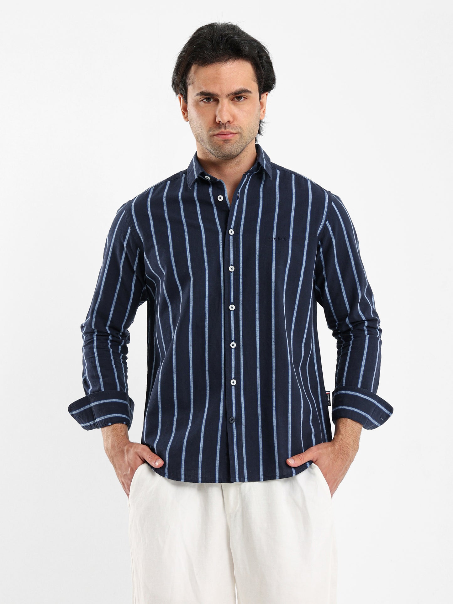 Striped Shirt with Kent Collar