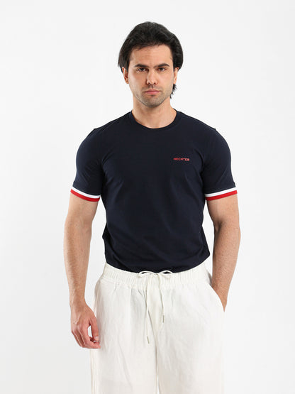 Crew Neck T-Shirt with Flag Print