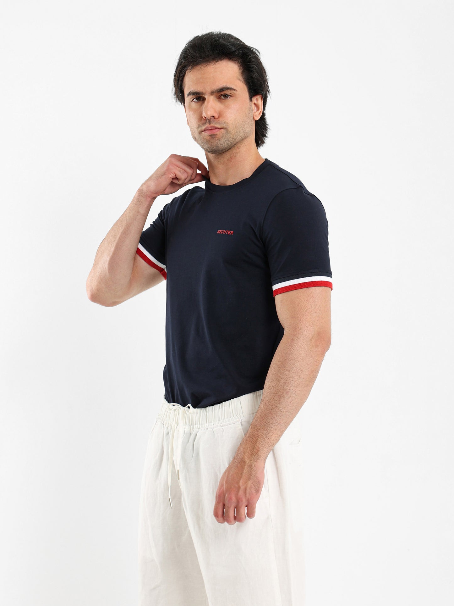 Crew Neck T-Shirt with Flag Print