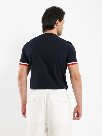 Crew Neck T-Shirt with Flag Print
