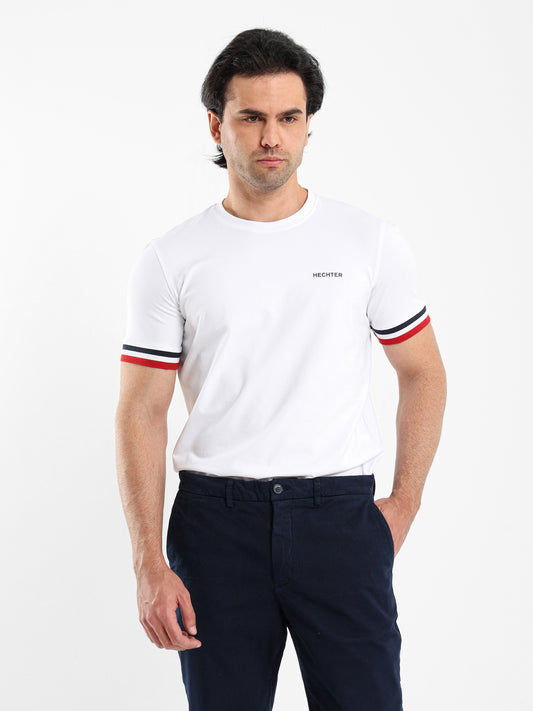 Crew Neck T-Shirt with Flag Print