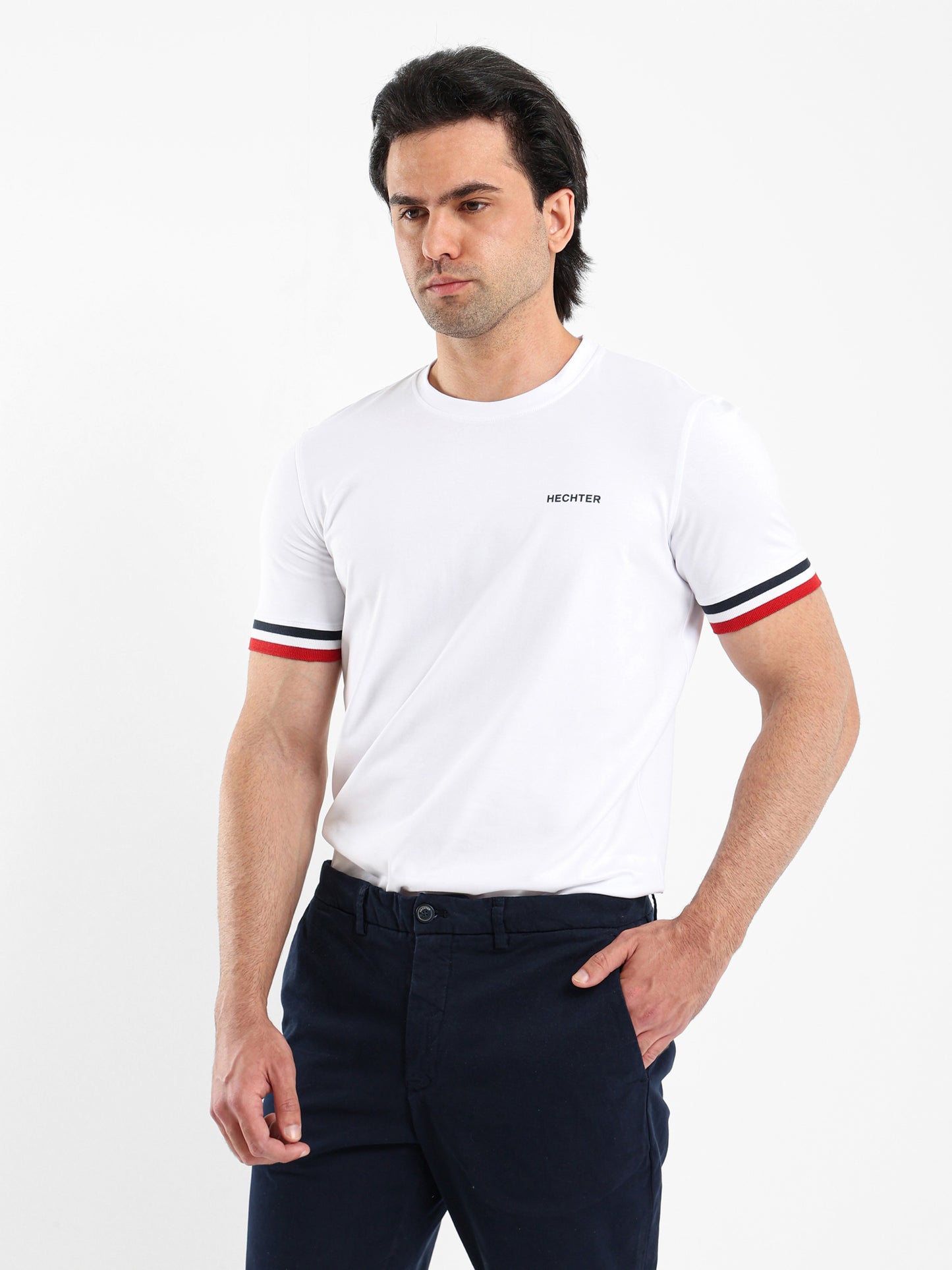 Crew Neck T-Shirt with Flag Print