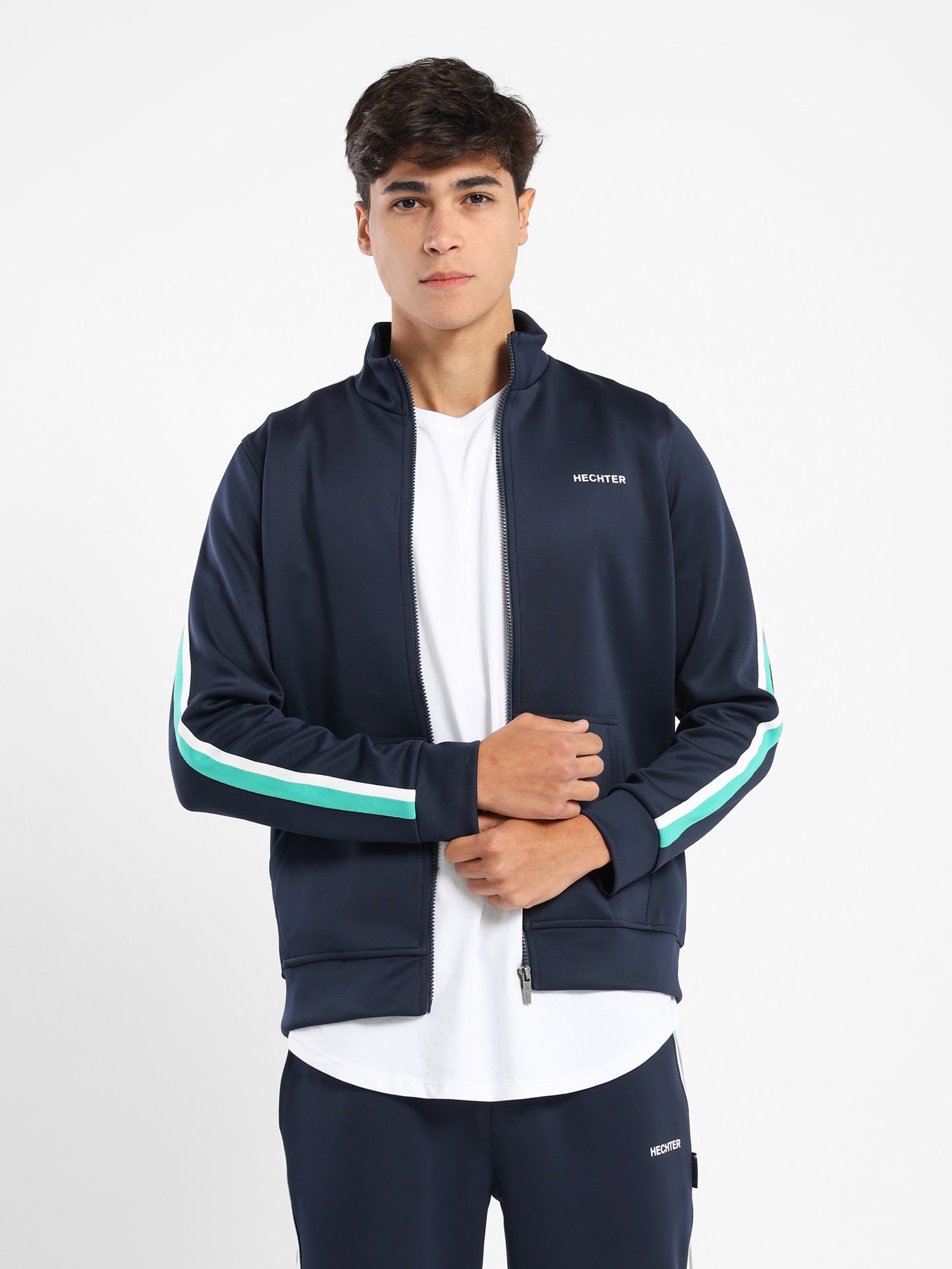 Jacket with Contrast Tape on Sleeves