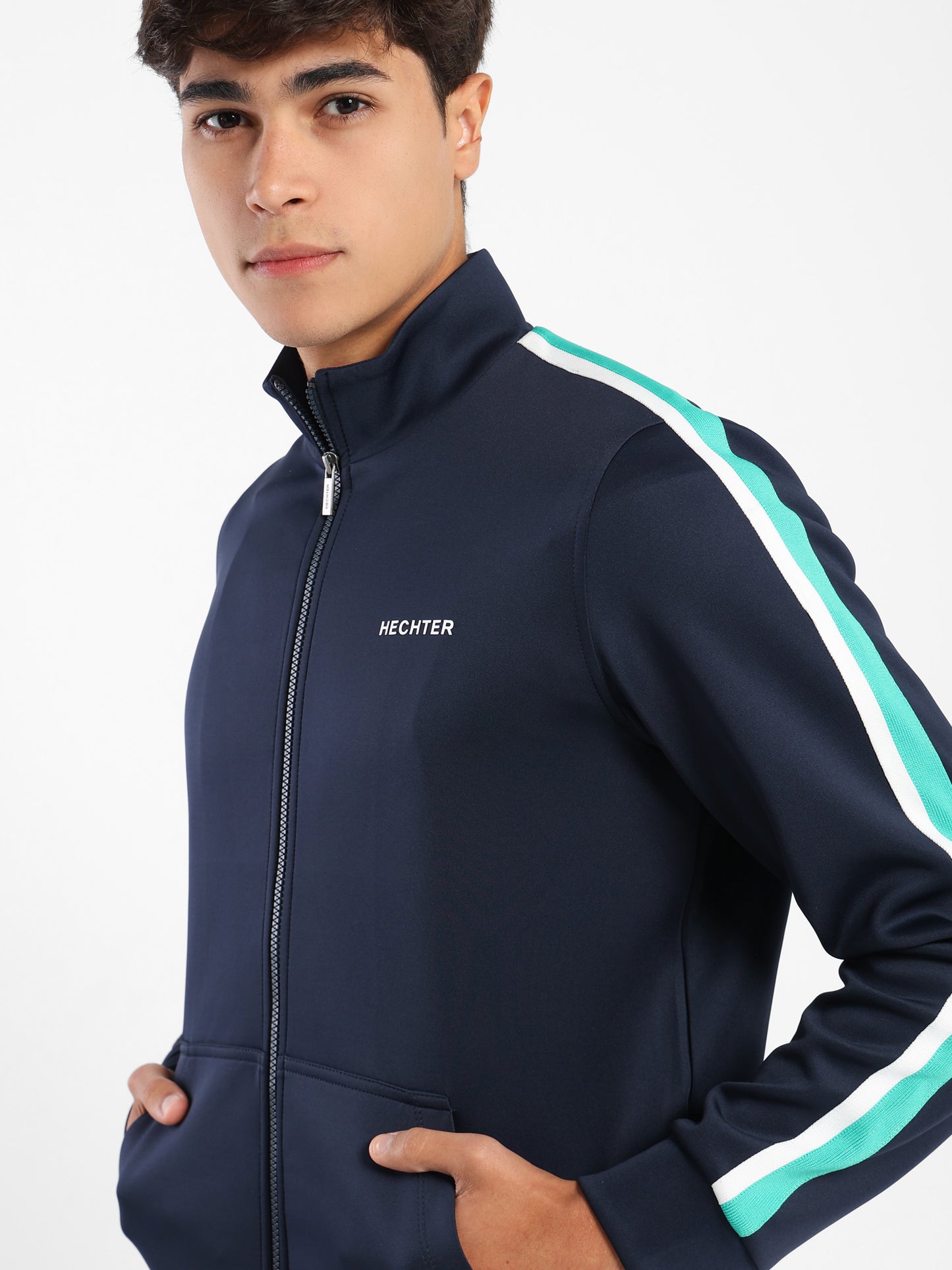 Jacket with Contrast Tape on Sleeves