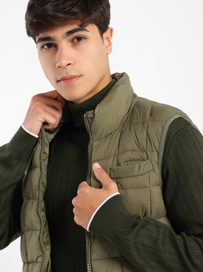 Mock Neck Parka Vest