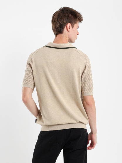 V-Neck Knit Polo Shirt
