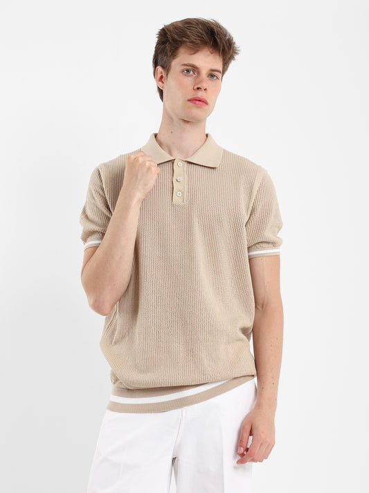 Contrasting Panels Polo Shirt