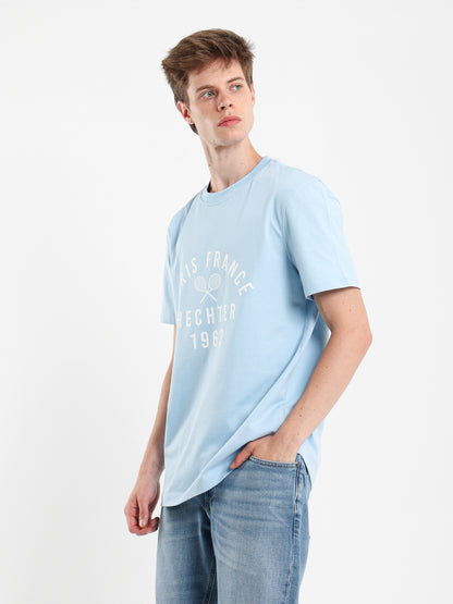 Round Neck Tennis Print T-Shirt