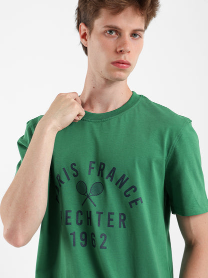 Round Neck Tennis Print T-Shirt