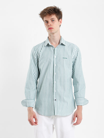 Wide Stripe Kent Collar Shirt