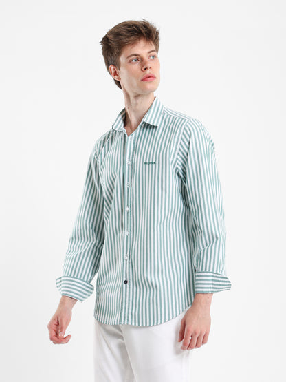Wide Stripe Kent Collar Shirt