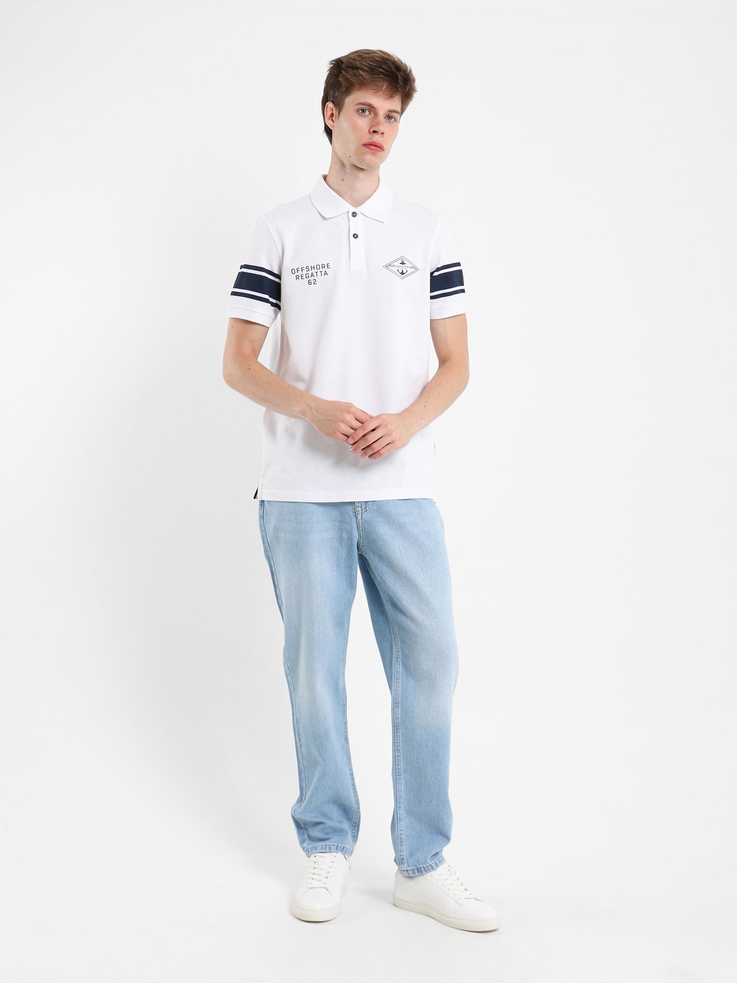 Striped Sleeve Pique Polo Shirt