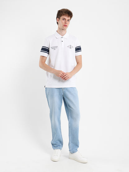 Striped Sleeve Pique Polo Shirt
