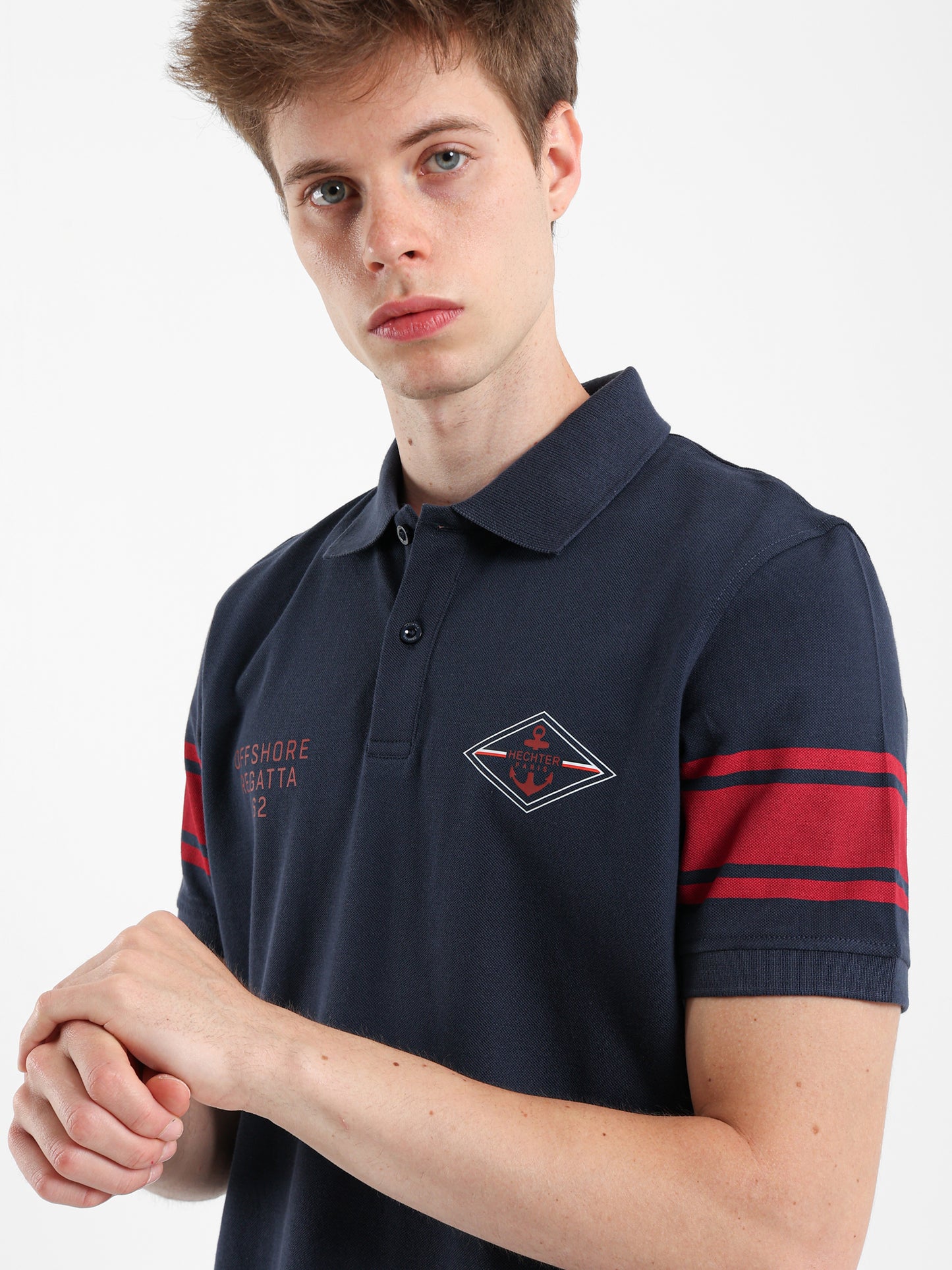 Striped Sleeve Pique Polo Shirt