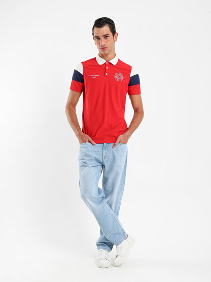 Color Block Sleeves Pique Polo Shirt